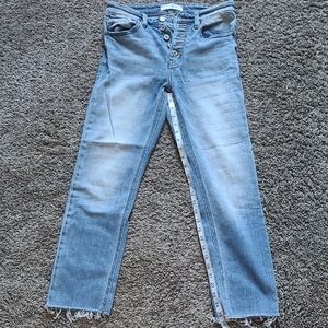 KanCan Sky Blue Button-Up Straight Jeans